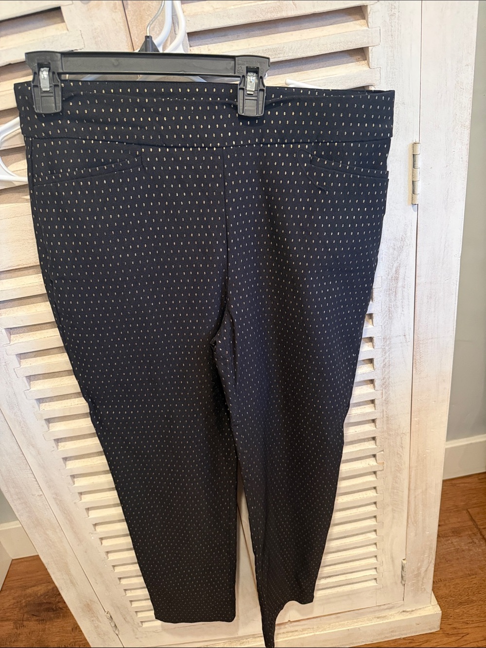 Chico's Black Skinny Pants with Tiny Cream Dot Pattern